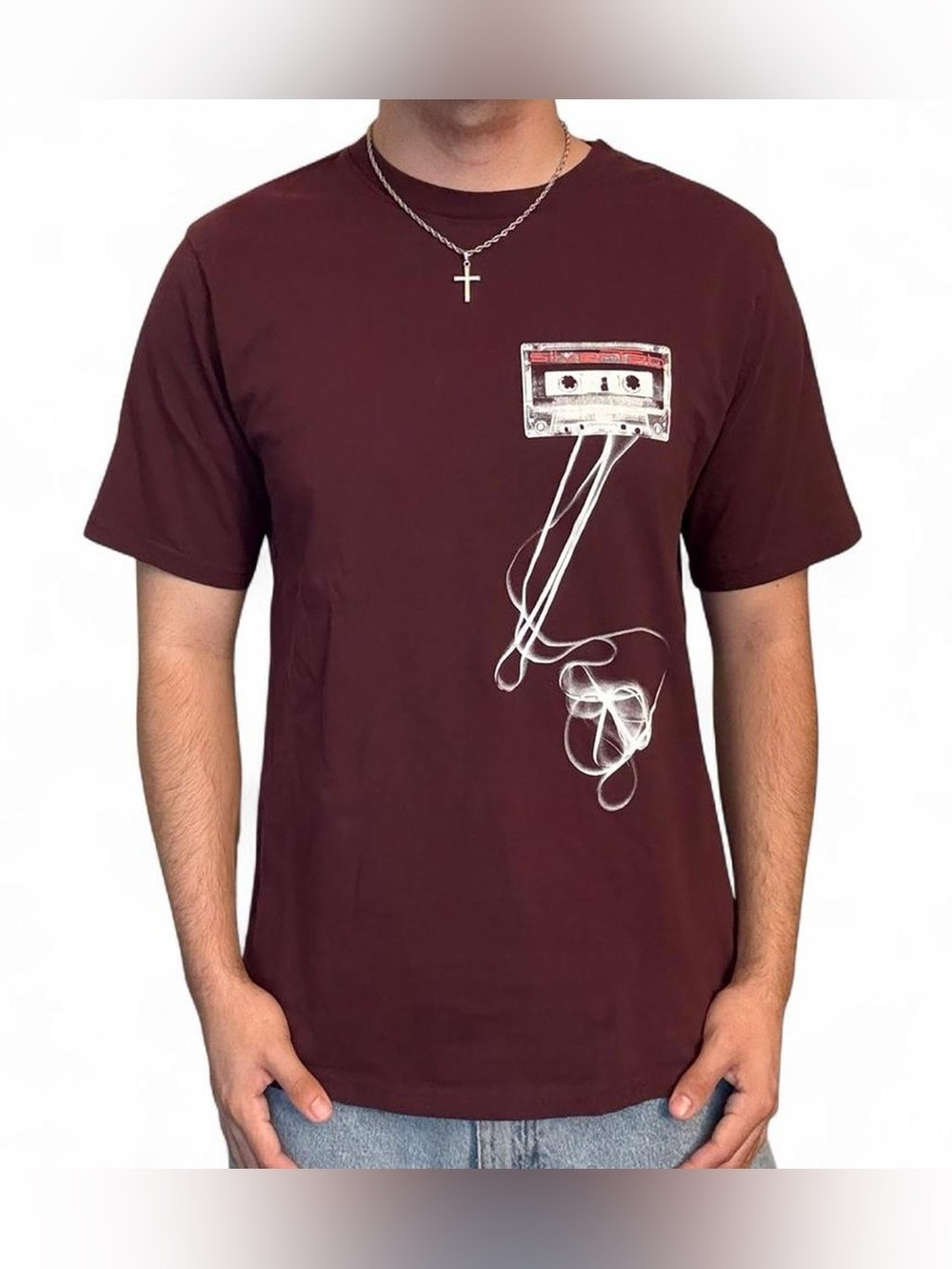 Levi’s SliverTab Relaxed Fit Graphic Cassette Tape T-Shirt Maroon Size Medium